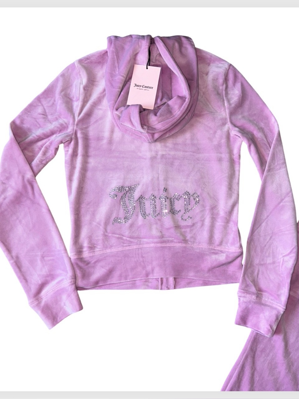 JUICY COUTURE FLORAL BLOOM OG BLING RHINESTONE VELOUR TRACKSUIT SWEATSUIT NWT - Picture 8 of 16